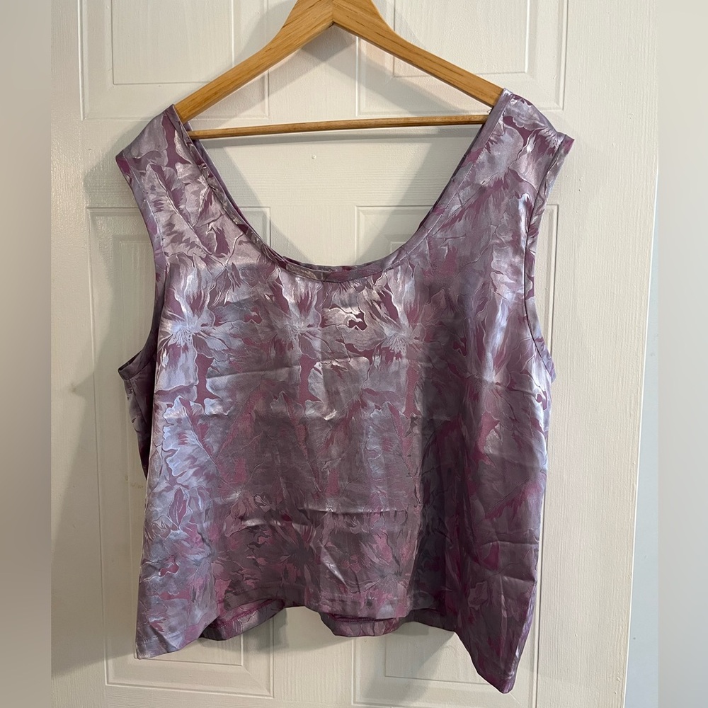 Y2K VINTAGE LILAC SILVER METALLIC TANK